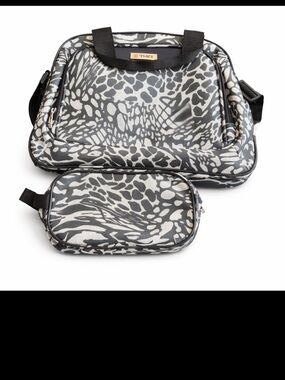 TAG Monochrome Animal Print Tote Bag & Cosmetic Pouch Set Travel Gym Organizer